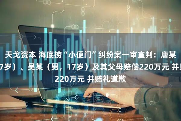 天戈资本 海底捞“小便门”纠纷案一审宣判：唐某（男，17岁）、吴某（男，17岁）及其父母赔偿220万元 并赔礼道歉